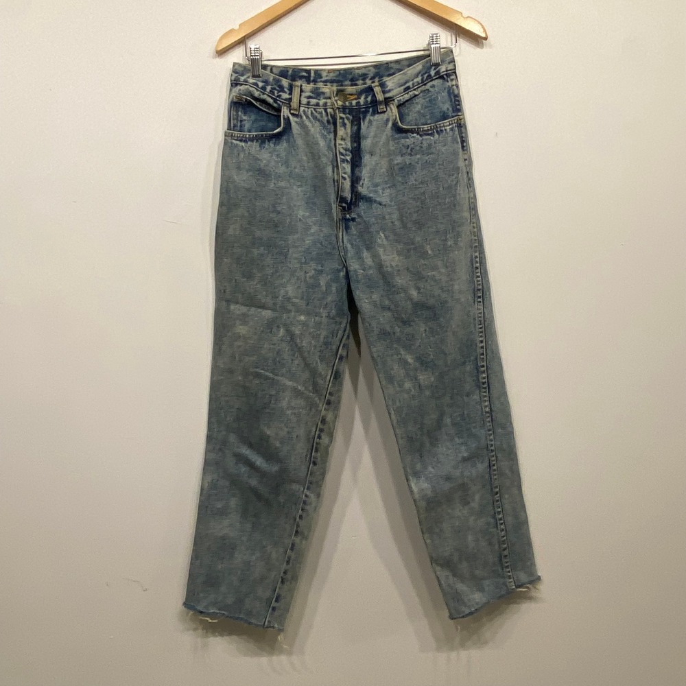 Vintage IVY High Rise Acid Wash Straight Leg Jeans Blue Cotton Womens 13/28